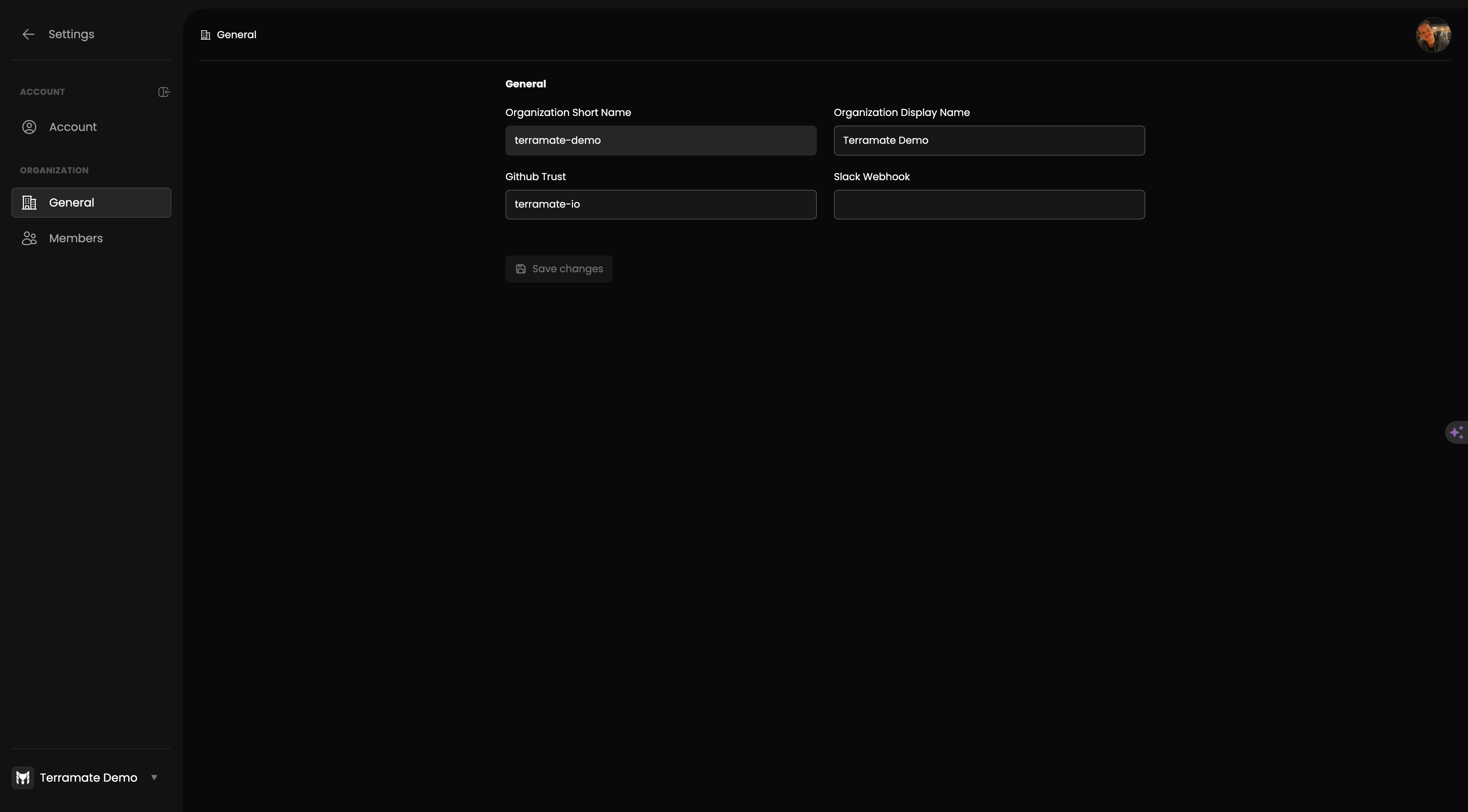 Terramate Cloud Organization General Settings