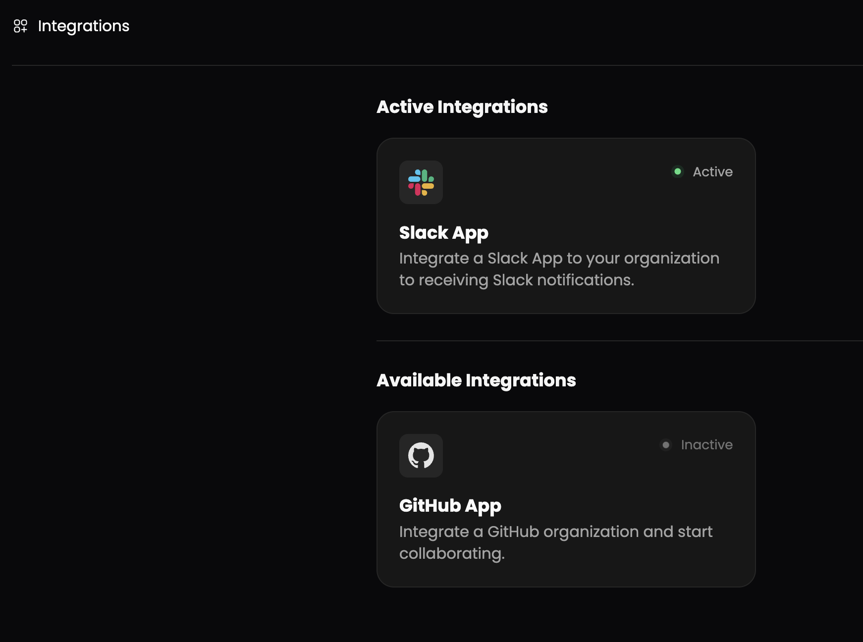 Integrations Page